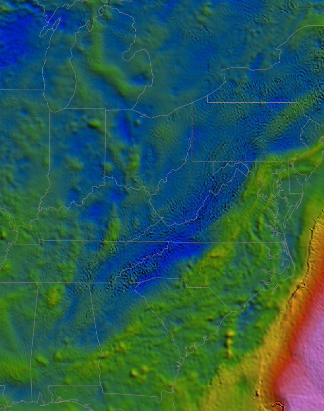 NE USA bouguer gravity