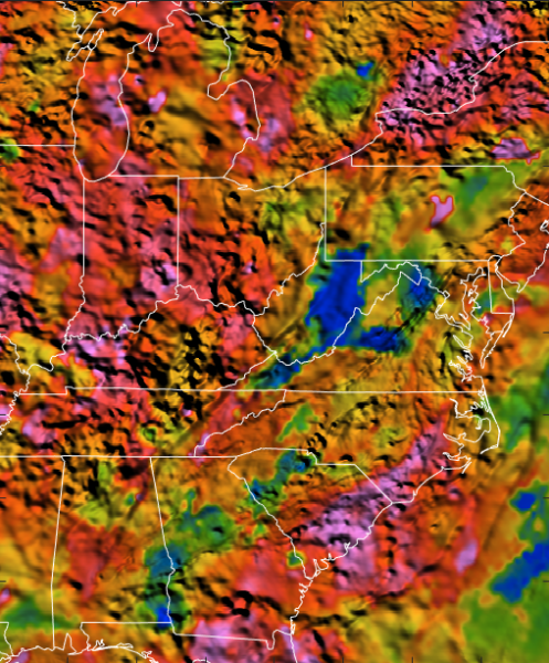 NE USA depth to basement map