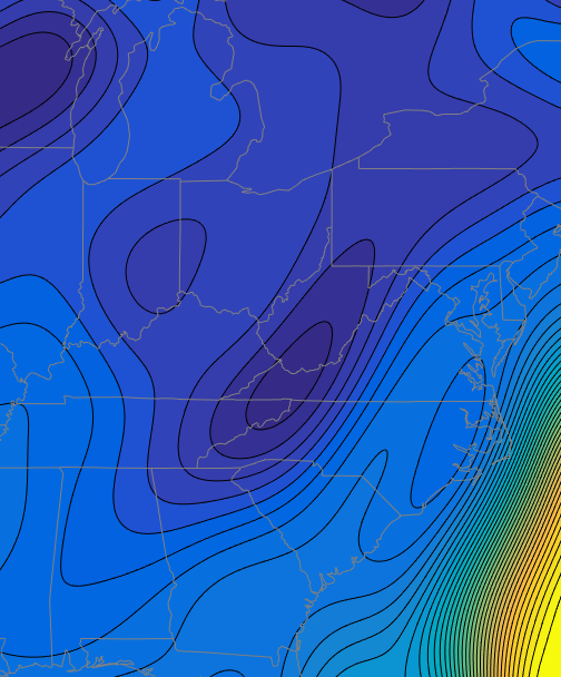 NE USA gravity from moho